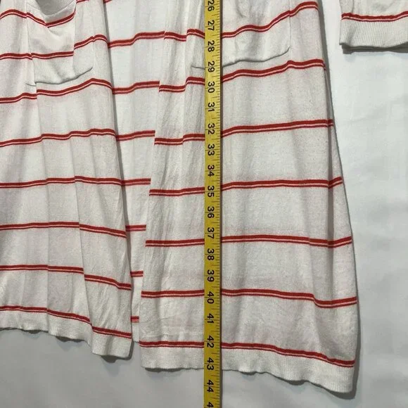 Cabi Women Cardigan Striped Medium Size Open Front Pockets Long Sleeves Orange - Picture 5 of 10